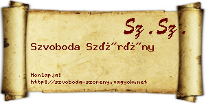 Szvoboda Szörény névjegykártya